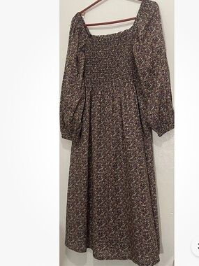 J Crew Cotton Daydream Midi Dress in Liberty Busy Izzy Fabric Size Large Smocked